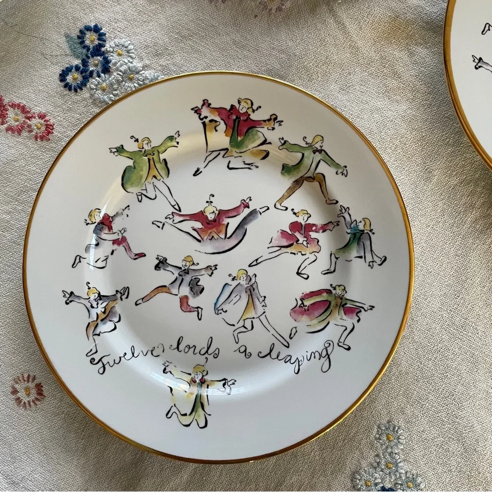 Vintage Rosanna Twelve Days of Christmas Dessert Plates. Made in Italy.